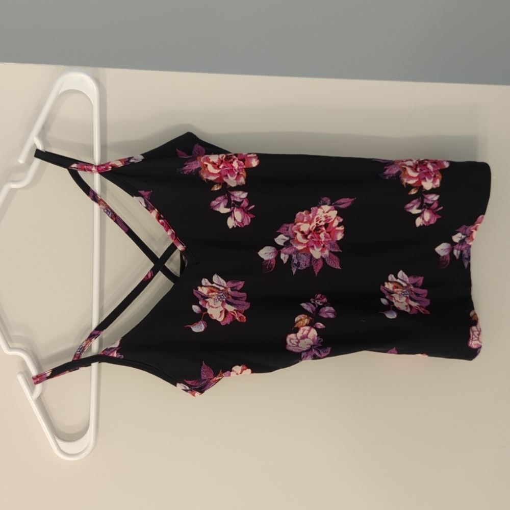 Black floral spaghetti strap